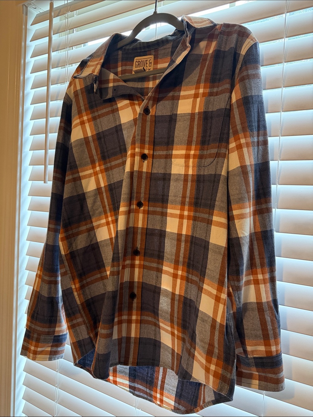 Men's Casual Plaid Button-Down Shirt - Blue & Brown